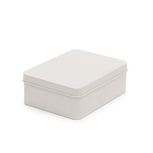 Latinha de Metal Retangular Branco 12,3x9,2x4cm