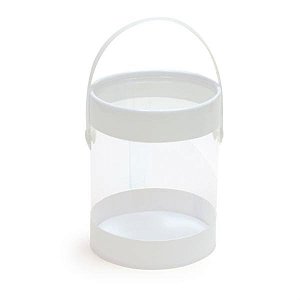 Baldinho Transparente com Tampa Branca 8x8x10,5