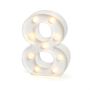 Luminoso Número 8 com Led Branco