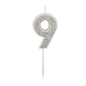 Vela n° 9 Puro Glitter Prata