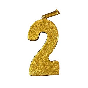 Vela Mini n° 2 Metalizado Ouro