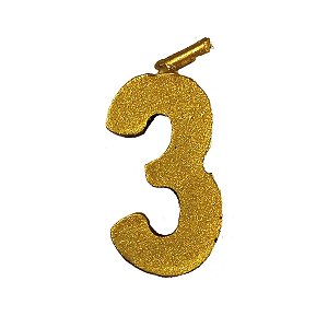 Vela Mini n° 3 Metalizado Ouro