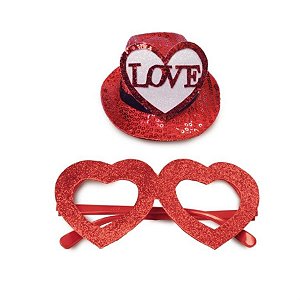Conjunto de Acessórios Romântico Vermelho