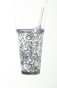 Copo Gift Brilhar Glitter Prata 10x17