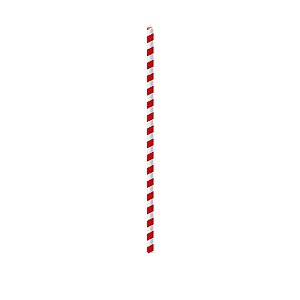 Canudo de Papel Listras Vermelho 22 cm - Pacotes com 100 Unidades