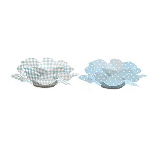 Forminhas para Doces Flores Poá xadrez Azul Claro - 40 Un