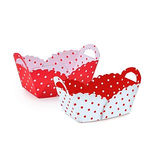 Forminhas para Doces Cestinha com Poá Vermelho e Branco - 24 Un