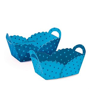 Forminhas para Doces Cestinha com Poá Azul 2 Doces - 24 Un