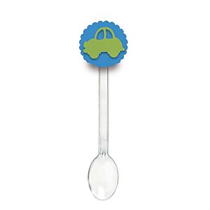 Colherzinha Cristal com Carrinho Azul Verde - 8 Un