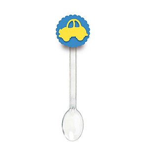 Colherzinha Cristal com Carrinho Amarelo Azul - 8 Un