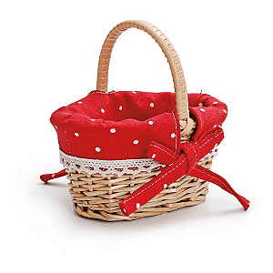 Festa Pic Nic - Mini Cesta de Vime Piquenique Poá Vermelho