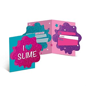 Slime - Convite Slime Jg 11,5x11,5 - 8 Peças