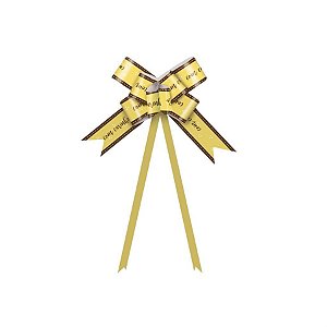 Laço Pronto Poá com Carinho Amarelo 18mm - 10 Un