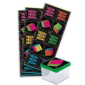Adesivo Decorativo Quadrado Neon - 3 Cartelas