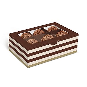 Caixa Para 6 Brigadeiros Hit Creme Marrom 12,8x8,5x4,5cm - 10 Un