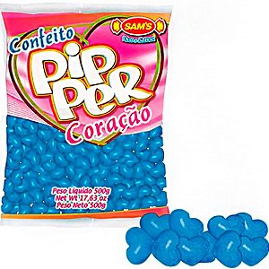 Confeito Pipper Coração Framboesa Azul Royal 500g - Sams