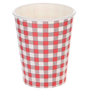 Copo de Papel 270ml Xadrez Vermelho Junina - 10 Un