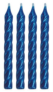 Vela Espiral Azul Metalizada - 8 Un