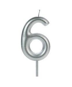 Vela Big Metalizada 8,5cm Prata Nº 6