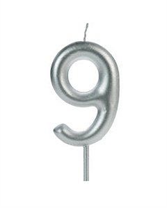Vela Big Metalizada 8,5cm Prata Nº 9
