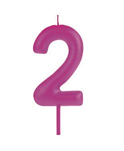 Vela Big Metalizada 8,5cm Rosa Nº 2