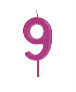 Vela Big Metalizada 8,5cm Rosa Nº 9