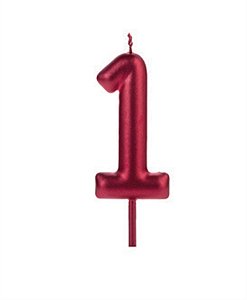 Vela Big Metalizada 8,5cm Vermelha Nº 1
