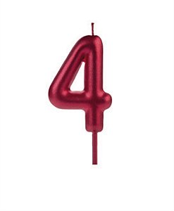 Vela Big Metalizada 8,5cm Vermelha Nº 4