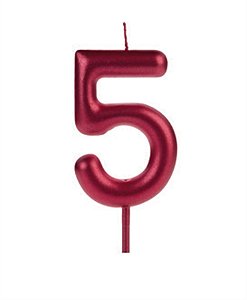 Vela Big Metalizada 8,5cm Vermelha Nº 5