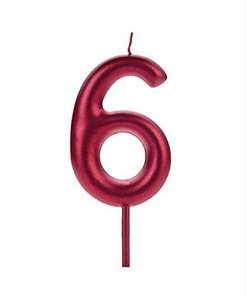 Vela Big Metalizada 8,5cm Vermelha Nº 6