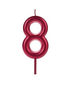 Vela Big Metalizada 8,5cm Vermelha Nº 8