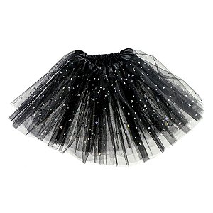Saia de Tule Estrelas Preto Infantil