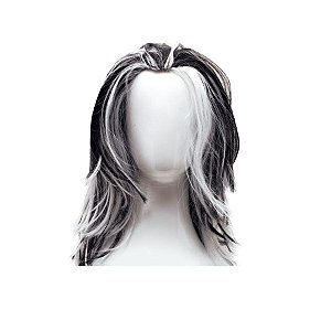 Peruca Longa Vampiro Preto e Branco