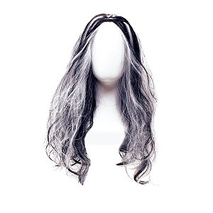 Peruca Longa Branca com Mecha Preto