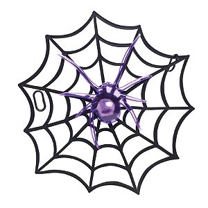 Teia com Aranha Preto e Roxo 35X35X2