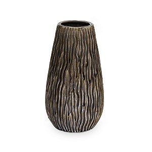 Vaso de Cerâmica com Cônico Textura Marrom P 17x17x30