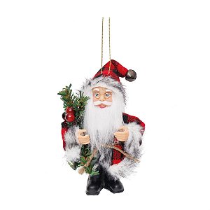 Boneco de Papai Noel Xadrez Vermelho e Preto de 12cm - Jogo com 3 Un