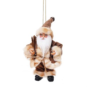 Boneco de Papai Noel com Galhos Secos Marrom de 15cm - Jogo com 3 Peças