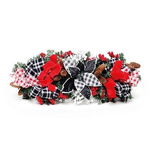 Festão Xadrez Preto e Vermelho 67cm (Arranjos e Guirlandas)