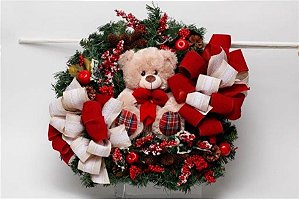 Guirlanda Urso Vinho e Cru 60cm (Arranjos e Guirlandas)