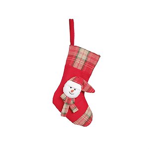 Meia com Boneco de Neve Vermelho - 6 Un