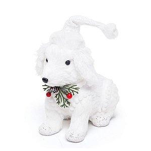 Cachorro com Gorro e Enfeite Nó Pescoço Xadrez Branco P