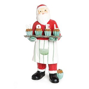 Noel Masterchef em Pé com Cupcake Vermelho e Branco e Verde