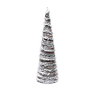 Cone Decorado com Led Nevado Verde e Marrom e Branco 60cm 2 AA
