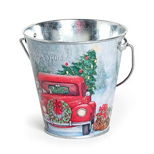 Lata Caminhão Papai Noel com Alça Colorido