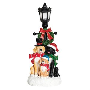 Poste de Luz com Cachorros Preto e Bege