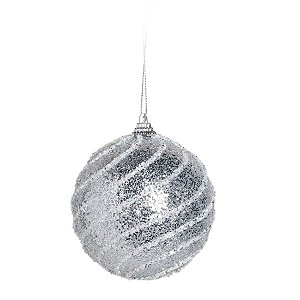 Bola de Natal Listra Prata 10cm - 4 Un