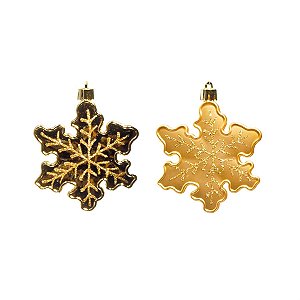 Floco de Neve para Pendurar Ouro 10cm (Enfeites) - 3 Peças