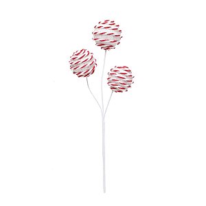 Pick 3 Bolas Listras Branco e Vermelho - 1 Un