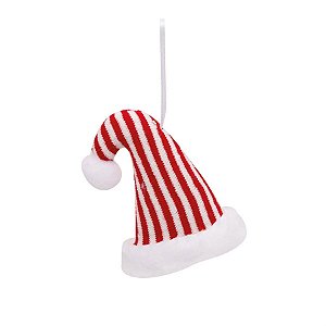 Enfeite para Pendurar - Gorro Listras Vermelho e Branco